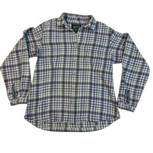 Woolrich Women’s Plaid Flannel Button-Down Shirt | Size M | Blue Green